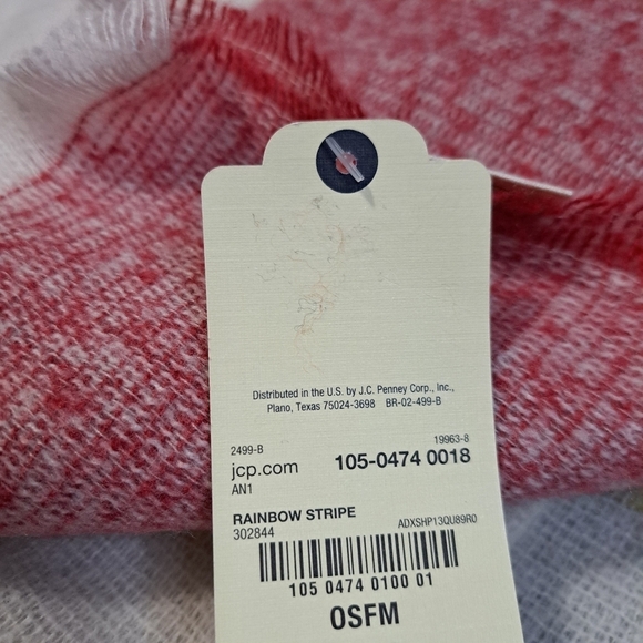 St Johns Bay Knit Blanket Stripe Scarf With Fringe - Picture 2 of 4